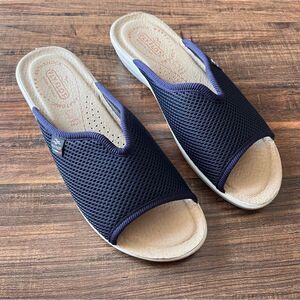 Fly Flot Italian Blue Mesh Anatomic Anti-Shock Slide Wedge Sandals Size 39/8.5
